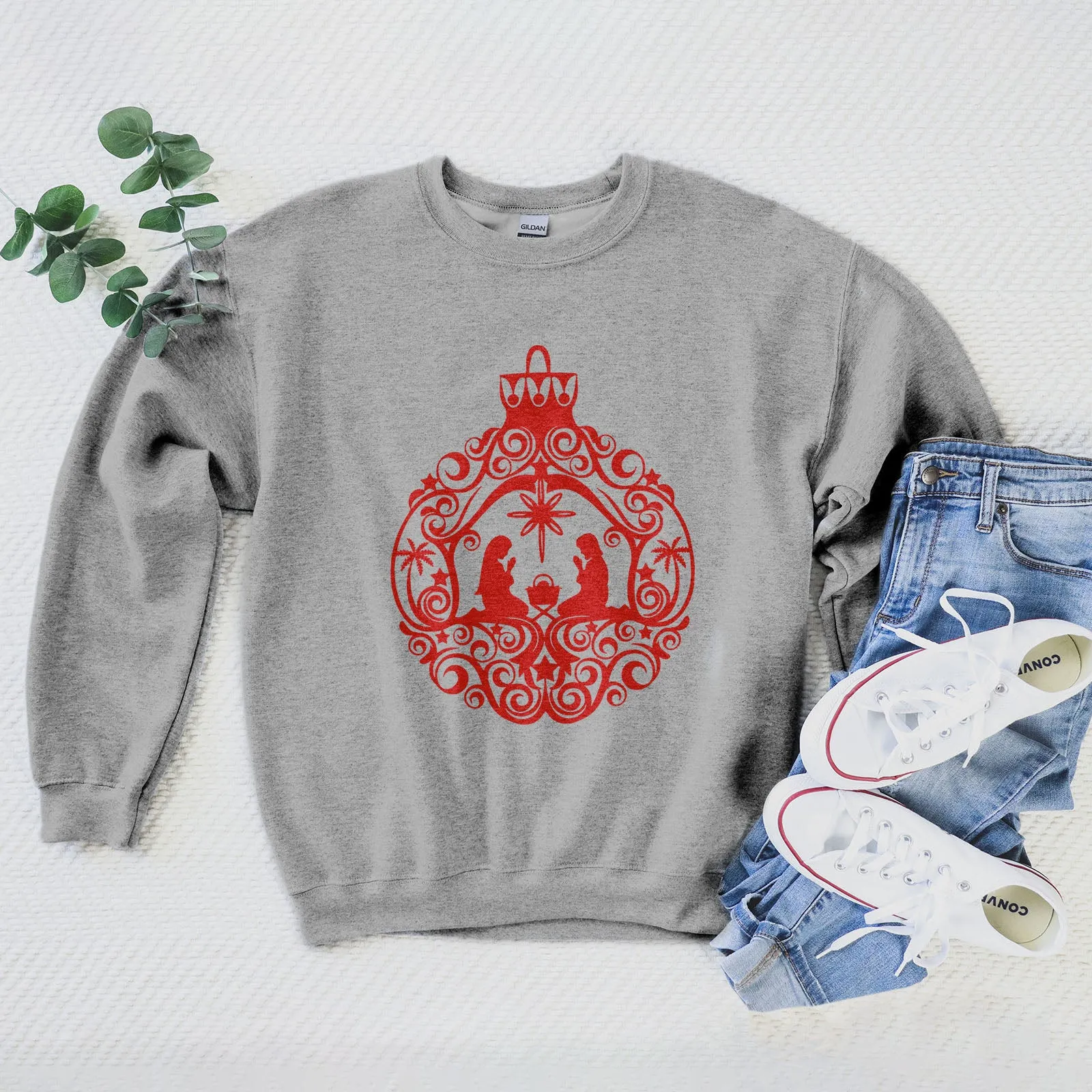 Nativity Scene Ornament Sweatshirt