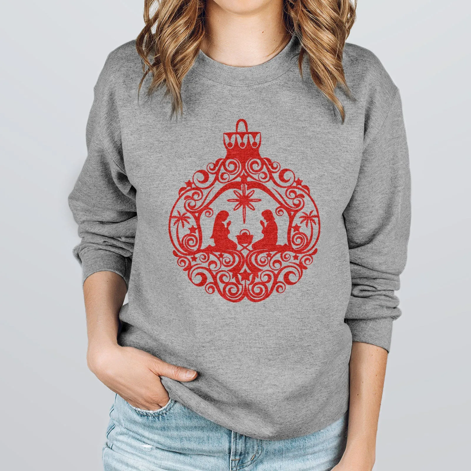 Nativity Scene Ornament Sweatshirt