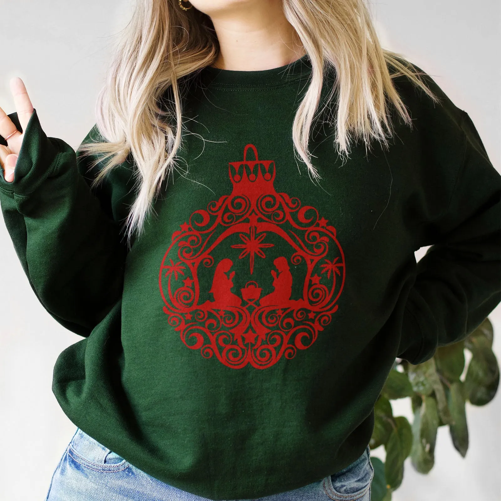 Nativity Scene Ornament Sweatshirt