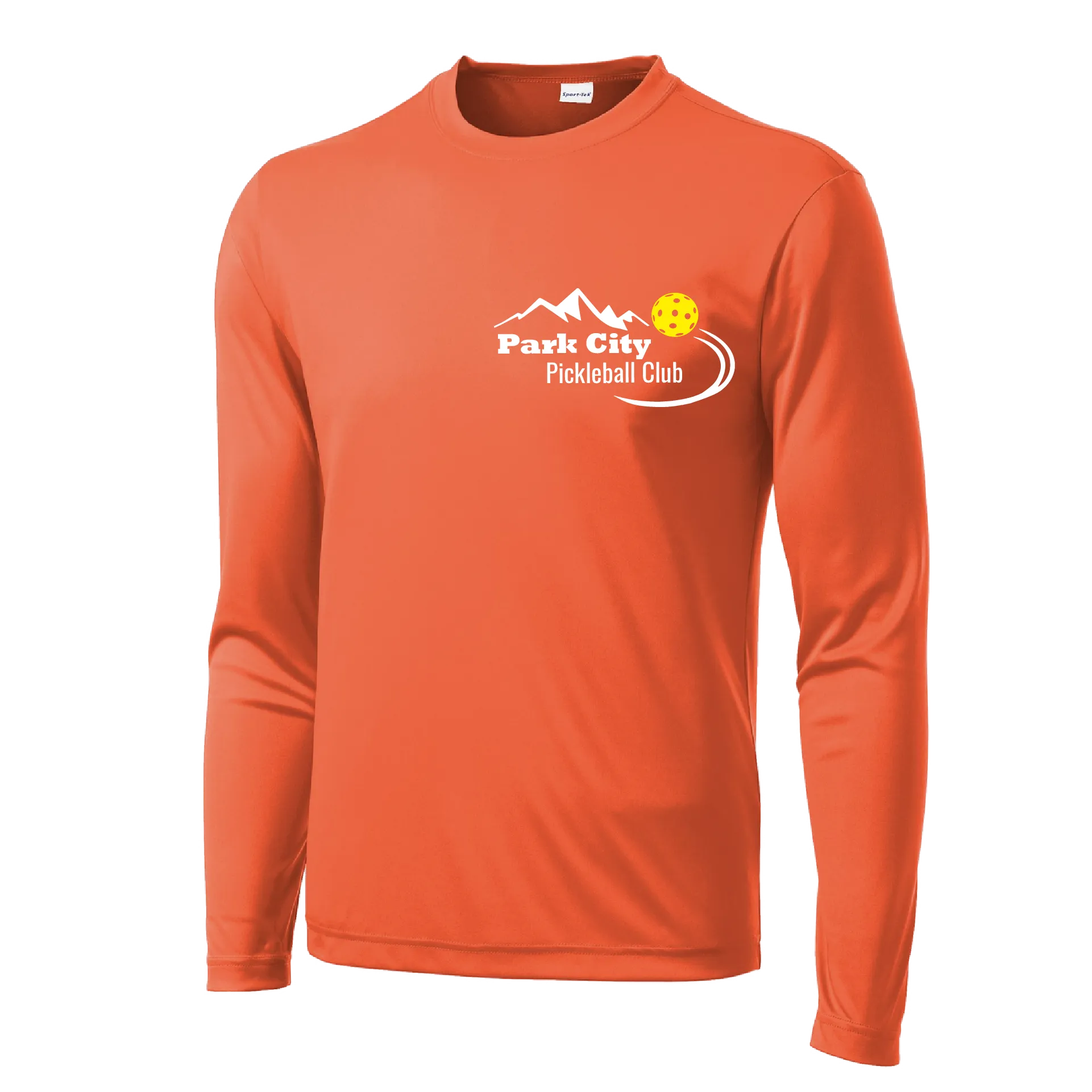 Park City Pickleball Club (Red Words) Customizable | Men's Long Sleeve Athletic Shirt | 100% Polyester