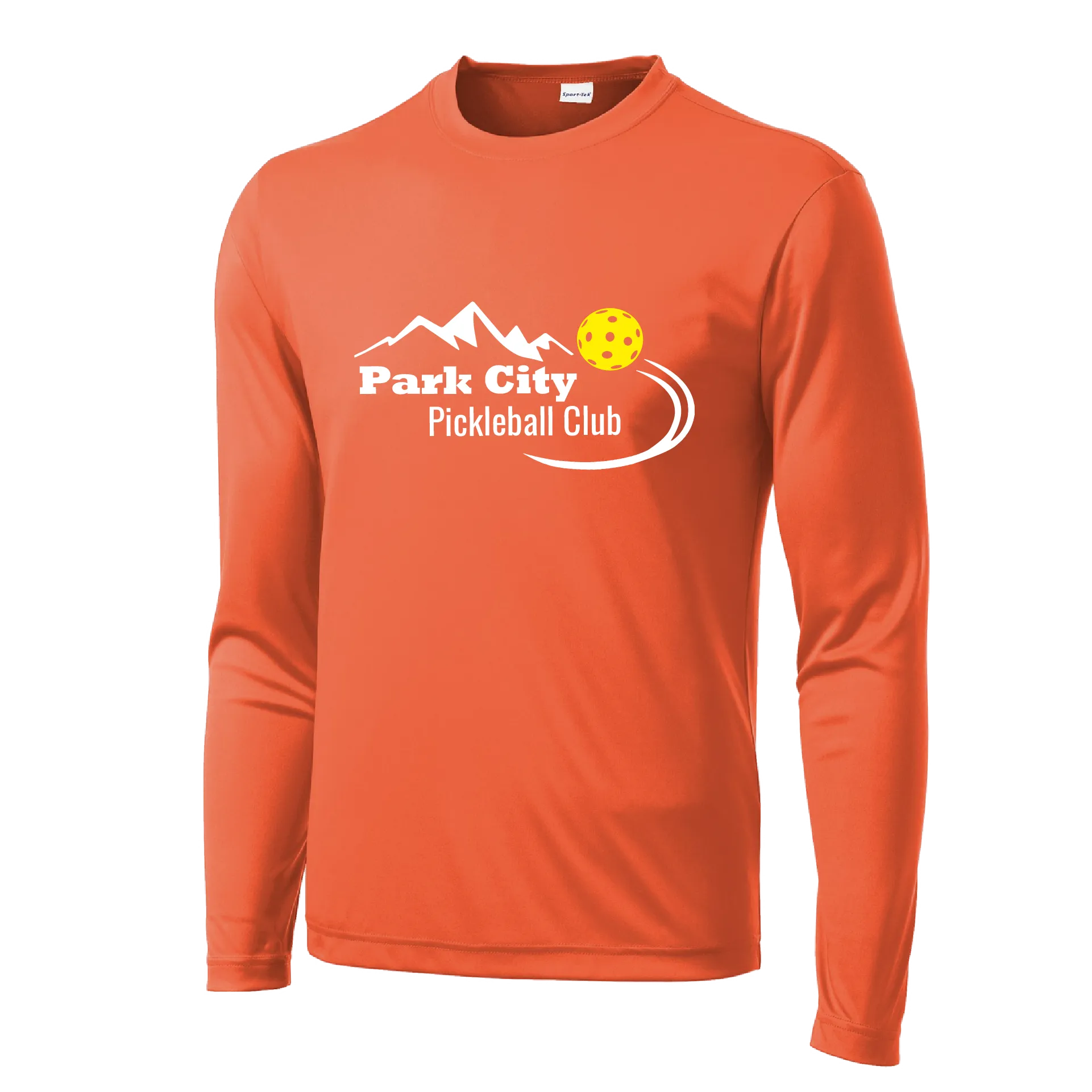 Park City Pickleball Club (Red Words) Customizable | Men's Long Sleeve Athletic Shirt | 100% Polyester