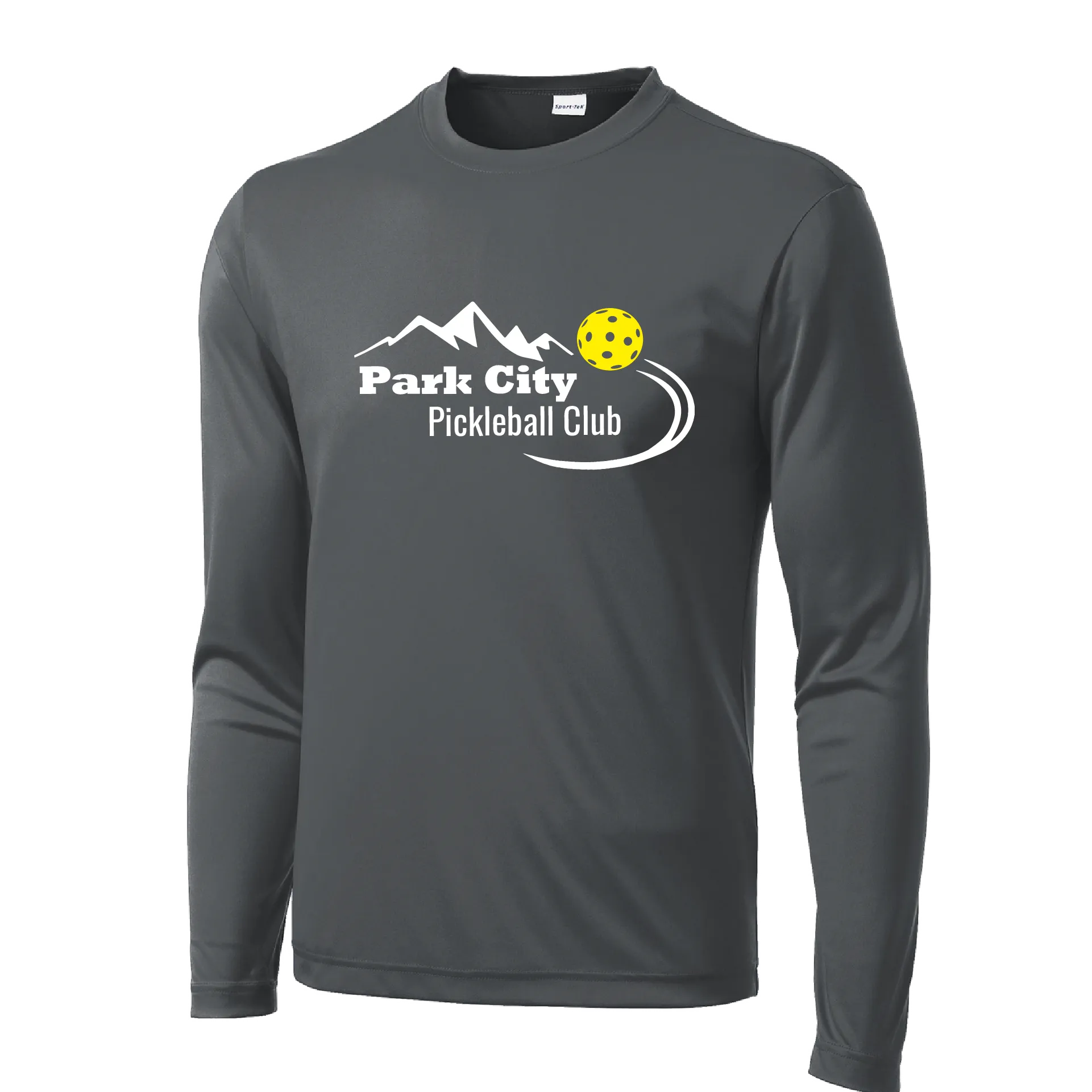 Park City Pickleball Club (Red Words) Customizable | Men's Long Sleeve Athletic Shirt | 100% Polyester