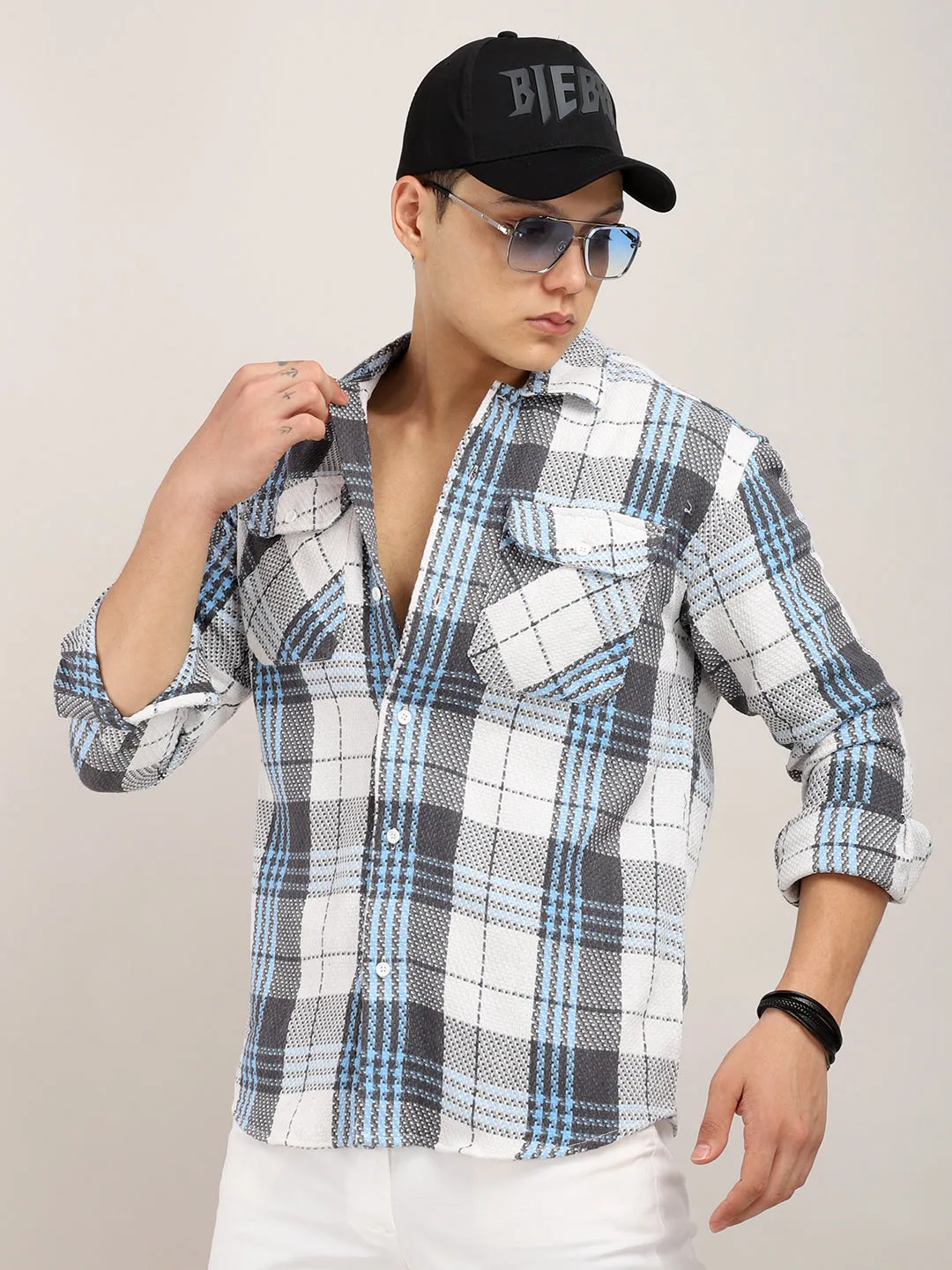 Plaiditude Sky Checked Shirts