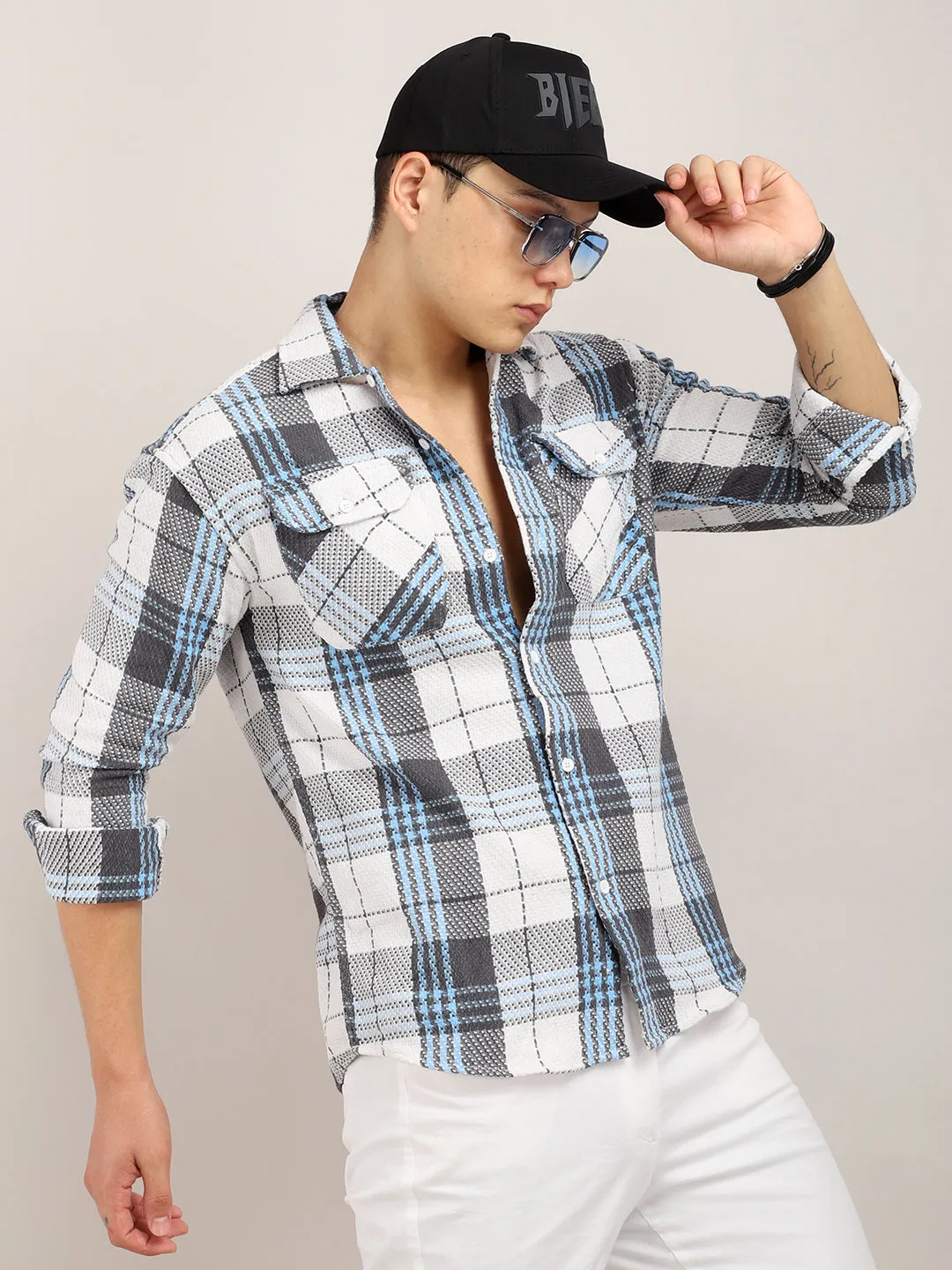 Plaiditude Sky Checked Shirts