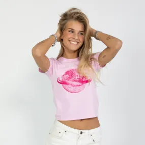 PLANET DISCO (rosa), BABY TEE - LJUSRÖD