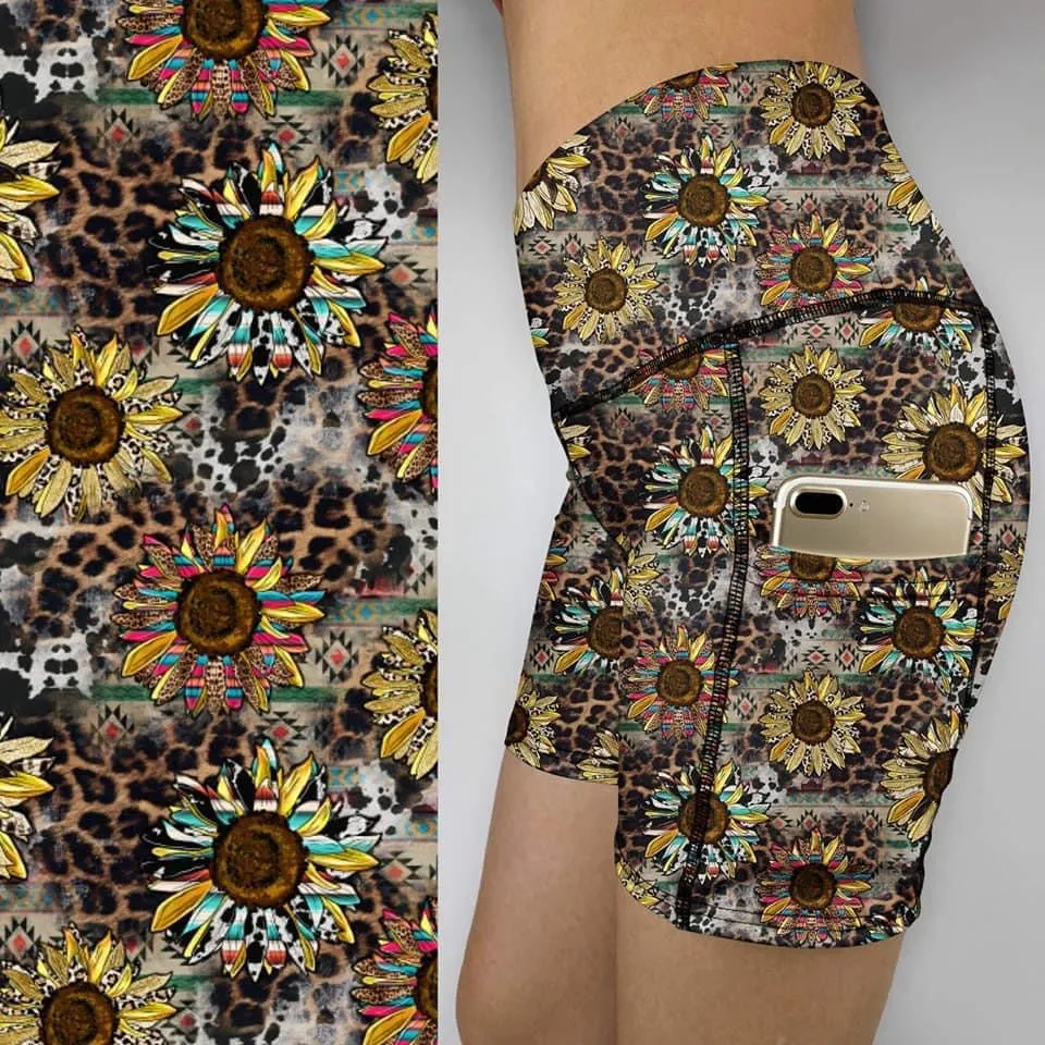 Pretty Sunflower Print   Bike  Gym shorts  BSD-01