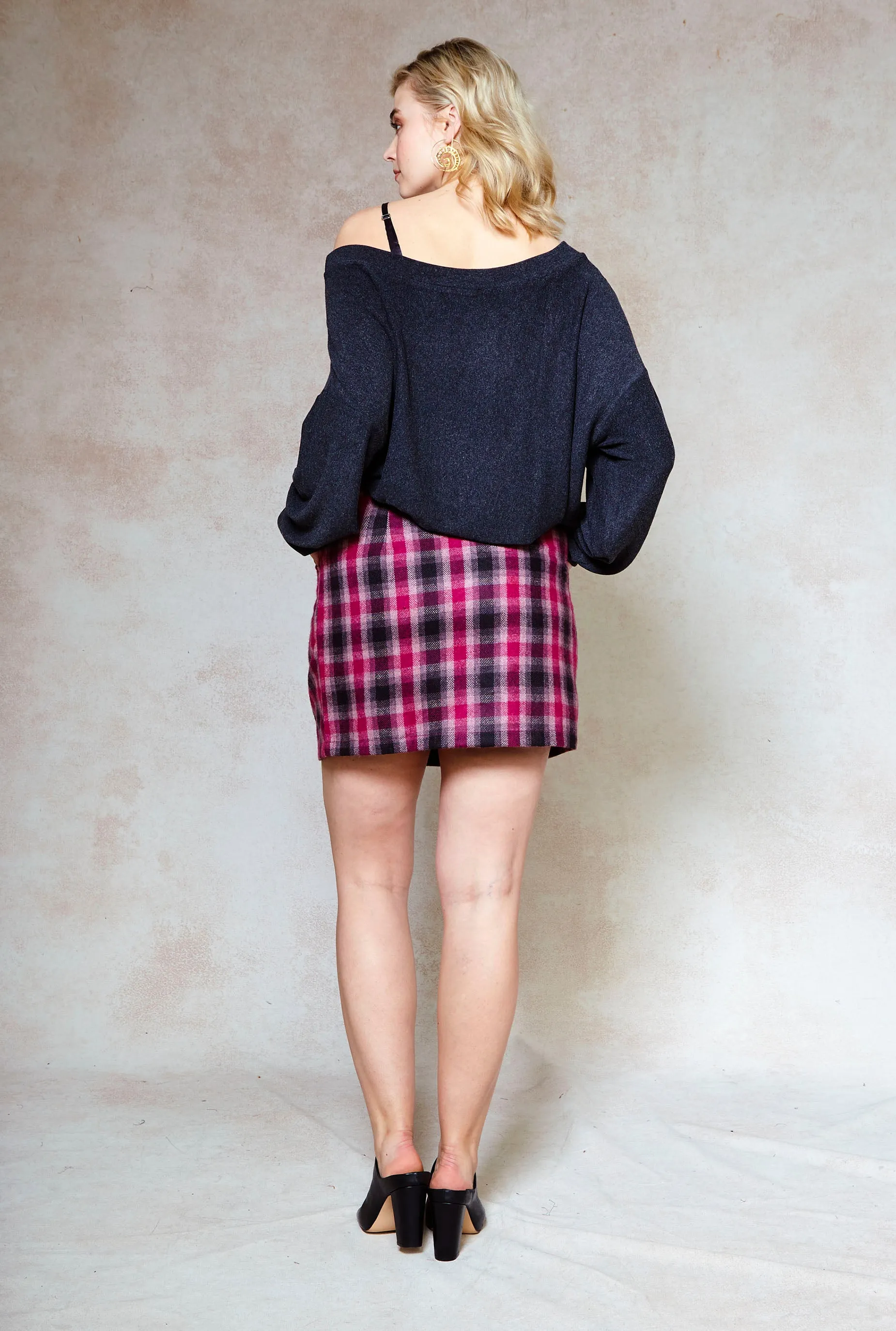 Sadie Plaid Wool Mini Skirt