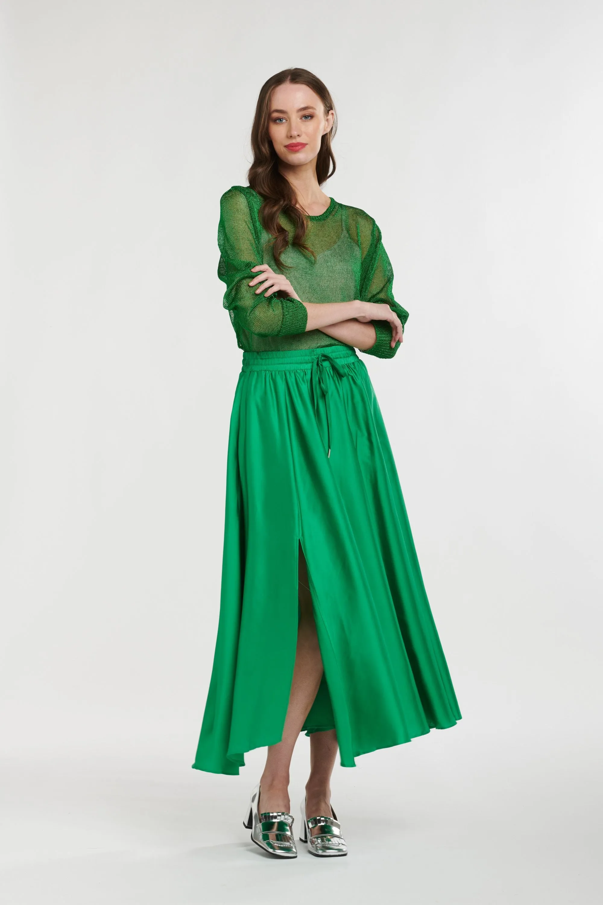 Satin Skirt Emerald