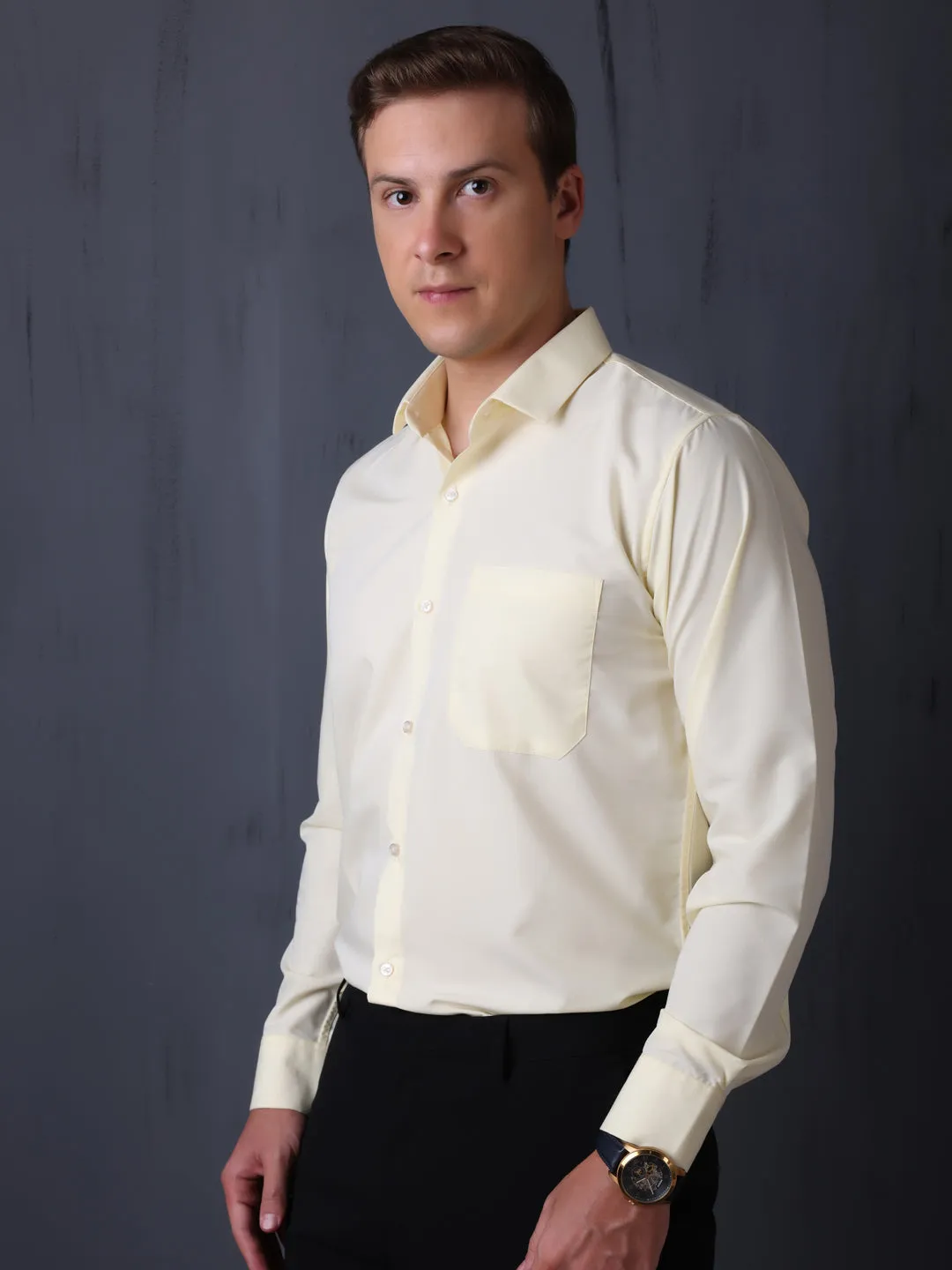 Single Pocket Formal Shirts - Yellow