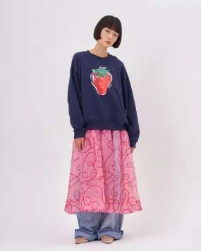 Strawberry printed sweatshirts (Navy)