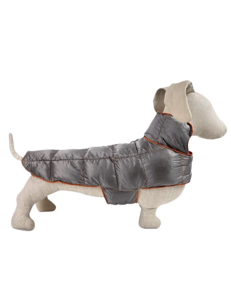 Ultralite Reversible Dog Down Puffer Coat in Taupe & Burnt Orange