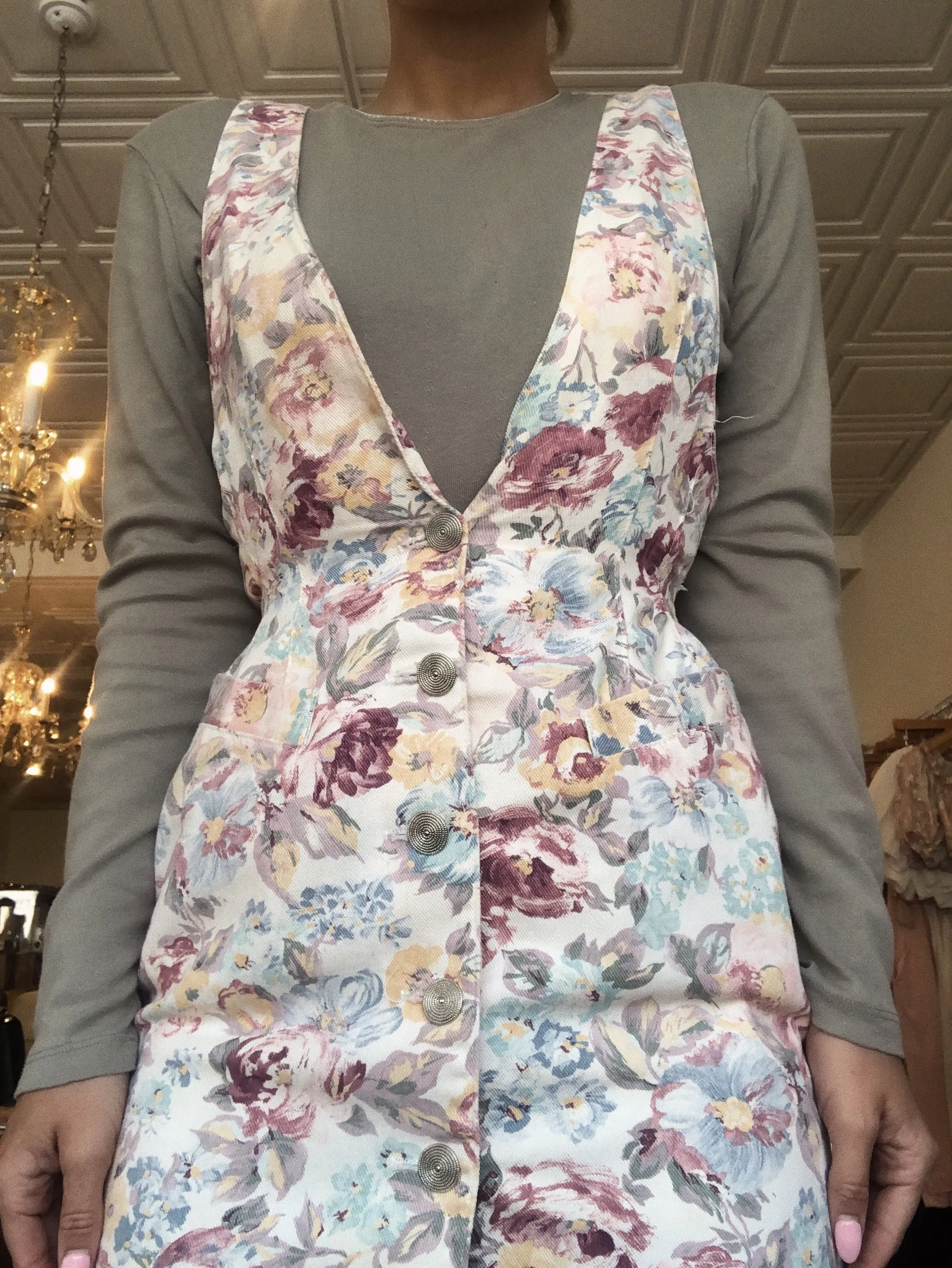 Vintage Floral Denim Dress