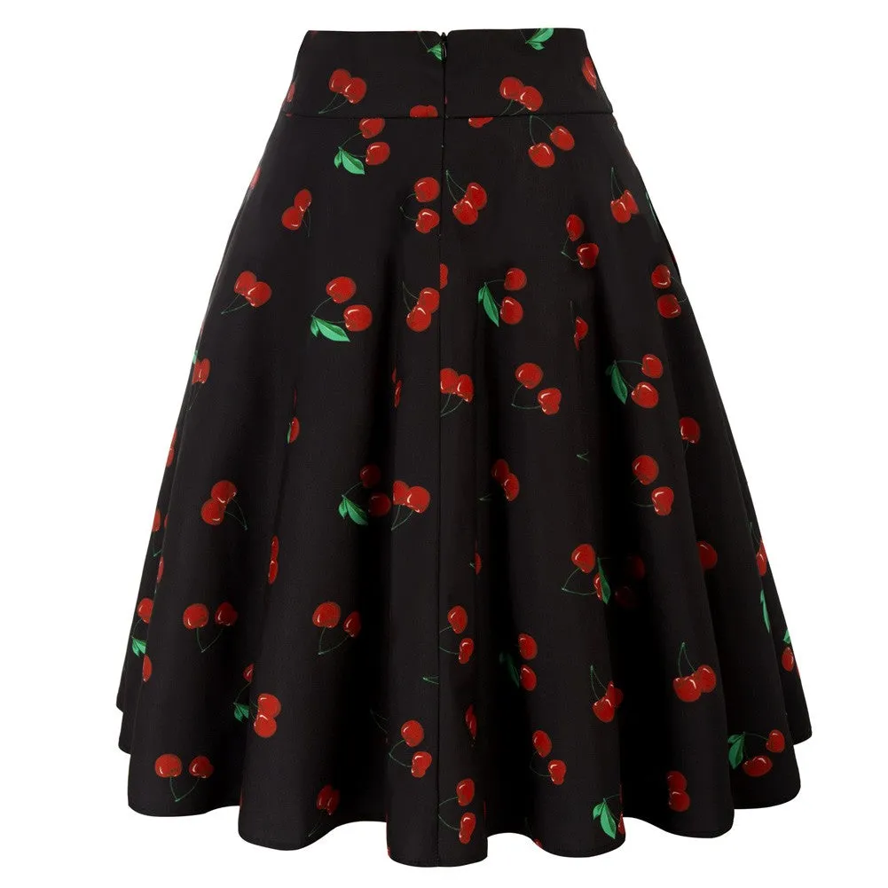 Women's High Waist A-Line Pockets Skirt Skater Flared Midi Skirt Vinage Skirt